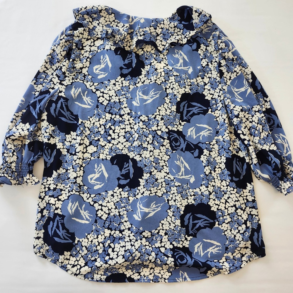 NWT Lauren Ralph Lauren Floral Print Ruffle V-Neck Blouse peasant Top shirt XL - Picture 5 of 5